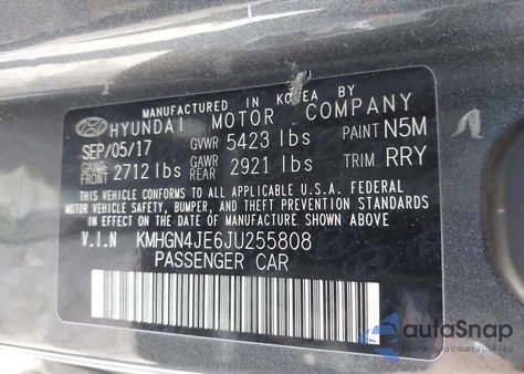 2018 Genesis G80 3.8 z USA, uszkodzony, nr VIN KMHGN4JE6JU255808